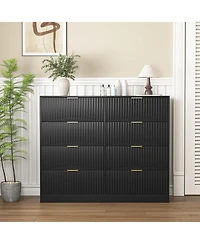flynama Modern 8 Drawer Dresser 47.2-Inch-Wide Wood with Gold Handles for Bedroom Living Room