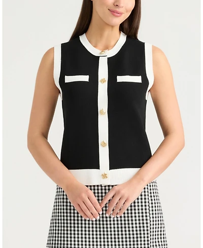 Ellen Tracy Women's Button Front Sweater Vest