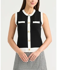 Ellen Tracy Women's Button Front Sweater Vest