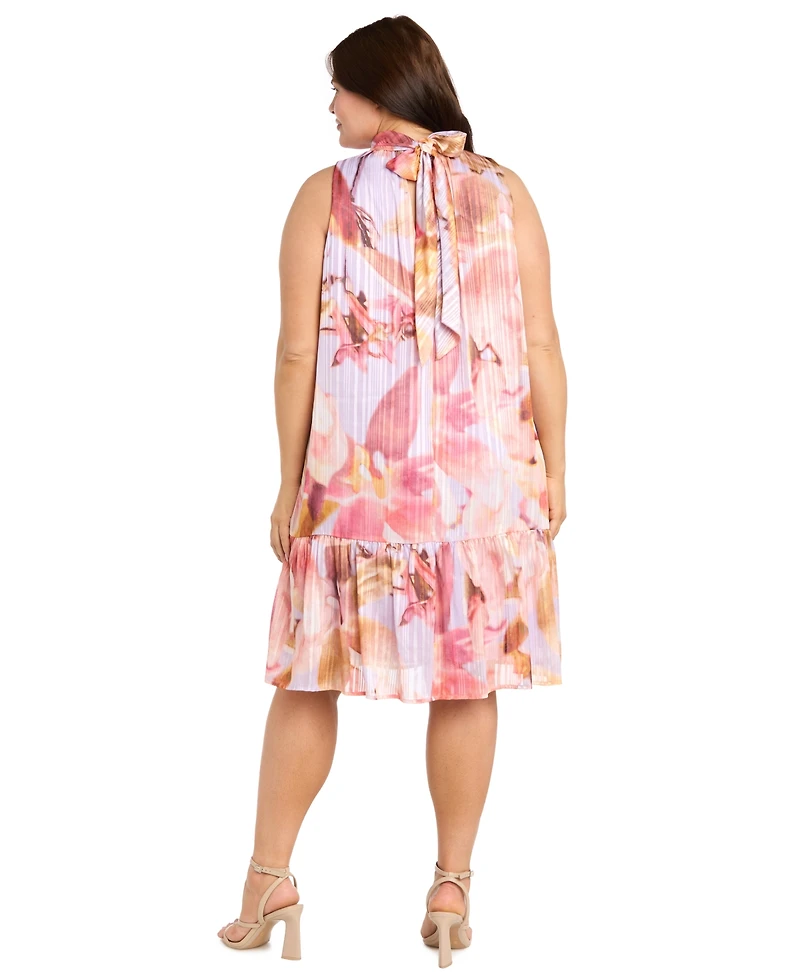 R & M Richards Plus Floral Print Sleeveless Dress