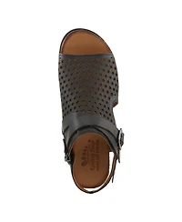 Spring Step Covington Women's Leather Cut-Out Sandals with Ankle Coverage and Buckle Detail