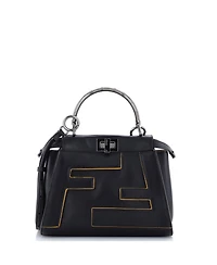Pre-Owned Fendi Mini Ff Logo Peekaboo Bag Leather with Applique