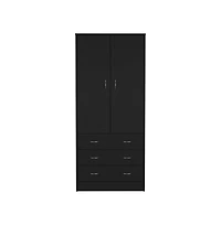 flynama Ramey Armoire Bedroom Storage Organizer with Hanging Rod Three Drawers and Stylish Hardware