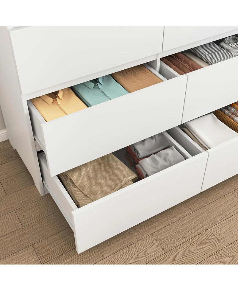 flynama White 12-Drawer Double Dresser Storage Cabinet for Bedroom