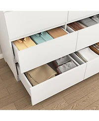 flynama White 12-Drawer Double Dresser Storage Cabinet for Bedroom