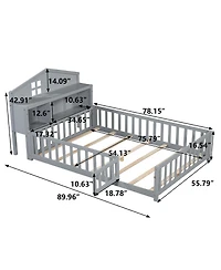 Flynama Full Size Headboard Storage Cabinet with Chalkboard for Montessori Bed