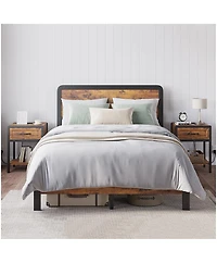 gaomon Full Bed Frame with Nightstands Set of 2 Platform Bed Frame with Headboard Safe Rounded Corners Modern Bedside End Tables Bedroom Set