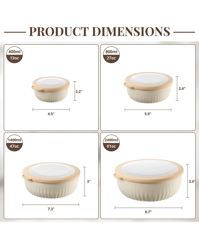 Sorbus 4-Pack Round Stackable Airtight Food Storage Bowls Containers with Lids - for Meal Prep, Leftovers, Freezer, Mixing, Salads