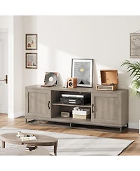 gaomon Farmhouse Tv Stand , Entertainment Center 2-Tier Adjustable Shelves, Wooden Tv & Media Console Table for 75 Inch