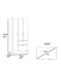 flynama 67.2inch Armoire with Double Door Cabinet One Drawer Five Shelves Metal Rod