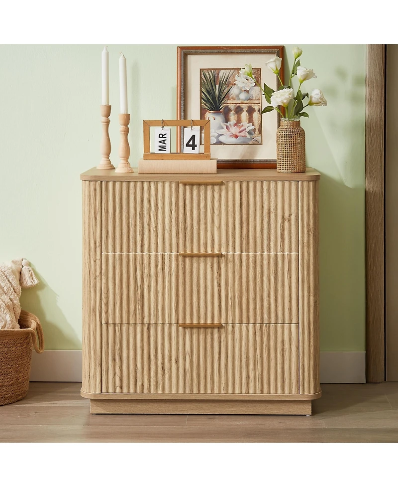 flynama 3 Drawer Modern Dresser Multipurpose Cabinet for Kids Room Home Furniture With Spacious Drawers Easy Assembly Dura