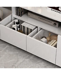 Homsee1 Pc Wood Tv Stand, 4 Drawers, Media Console with Light Strip – Entertainment Furniture