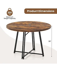 Sugift 47 Inch Dining Table for 4-6 People Round Kitchen Table with Cross Base