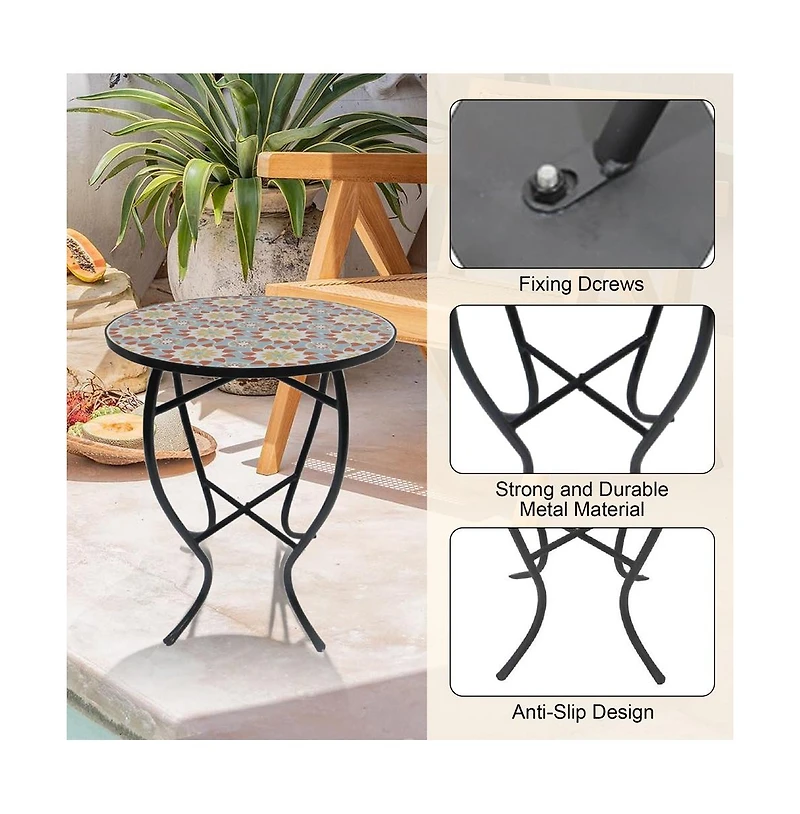 Jiallo Mosaic Art Collection Floral Accent Table