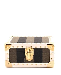 Pre-Owned Fendi Jewelry Trunk Case Pequin Canvas with Leather