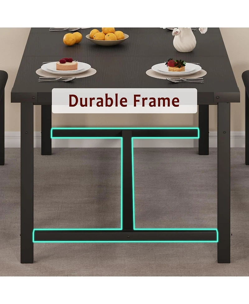 gaomon 3-Piece 63" Extendable Rectangular Dining Table Set with Metal Frame and 2 Benches