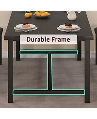 gaomon 3-Piece 63" Extendable Rectangular Dining Table Set with Metal Frame and 2 Benches