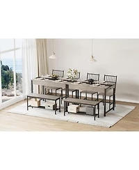 gaomon 4-Piece Farmhouse Rectangular Dining Table Set with 2 Chairs and Bench
