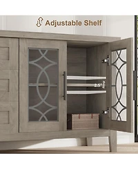 gaomon Farmhouse Tv Stand with Glass Door for 70" TVs, Mid Century Modern Entertainment Center Storage & Two Media Console