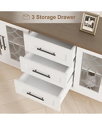 gaomon Farmhouse Tv Stand with Glass Door for 70" TVs, Mid Century Modern Entertainment Center Storage & Two Media Console