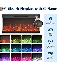 gaomon 68" Farmhouse Electric Fireplace Tv Stand, Entertainment Center with Open Storage Cabinets for TVs up to 75", Media Console for Livin