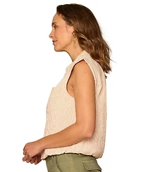 Democracy Petite Striped Button-Down Sleeveless Top