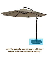 Gymax 10 ft Patio Cantilever Offset Umbrella Yard Garden Outdoor w/ 8 Ribs Beige