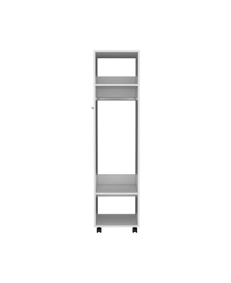 flynama 63inch Cluster Armoire with Mirror 3 Shelves Casters Hanging Rod