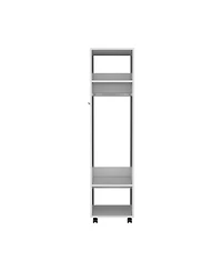 flynama 63inch Cluster Armoire with Mirror 3 Shelves Casters Hanging Rod