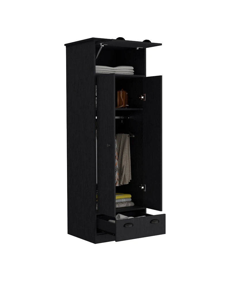 flynama Armoire with 1 Drawer 1 Hinged Drawer Handles Hanging Rod