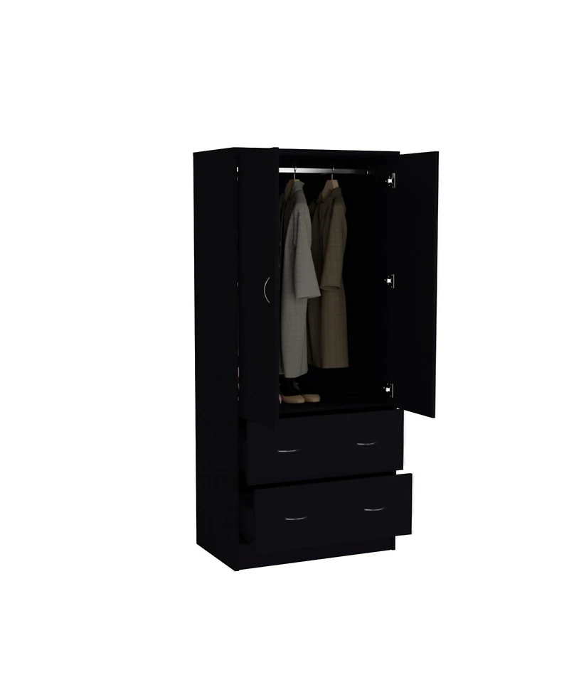 flynama Taly 2Doors 2Drawers Armoire 70.9inch High Bedroom Storage Cabinet with Ample Space and Sturdy Construction