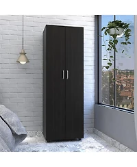 flynama Armoire Organizer 70.8 Inch High with Two Shelves Hanging Rod and Double Door Cabinet