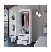 flynama Taranto Armoire Finish with Double Door Cabinet Two Drawers and Hanging Rod