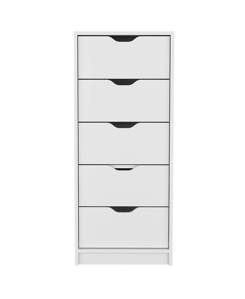 flynama White 5-Drawer Tall Dresser with Pull-Out Storage System