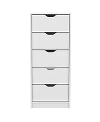 flynama White 5-Drawer Tall Dresser with Pull-Out Storage System