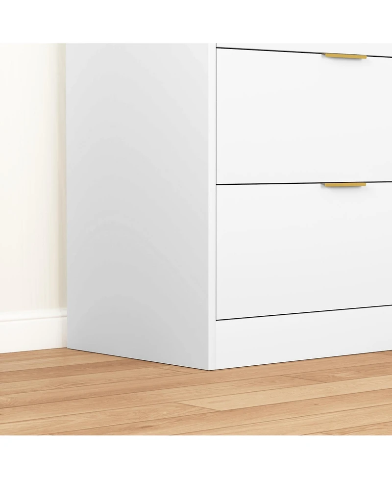 flynama 6 Drawer Dresser with Glass Front Drawers Wood for Bedroom Living Room