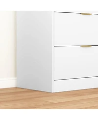 flynama 6 Drawer Dresser with Glass Front Drawers Wood for Bedroom Living Room