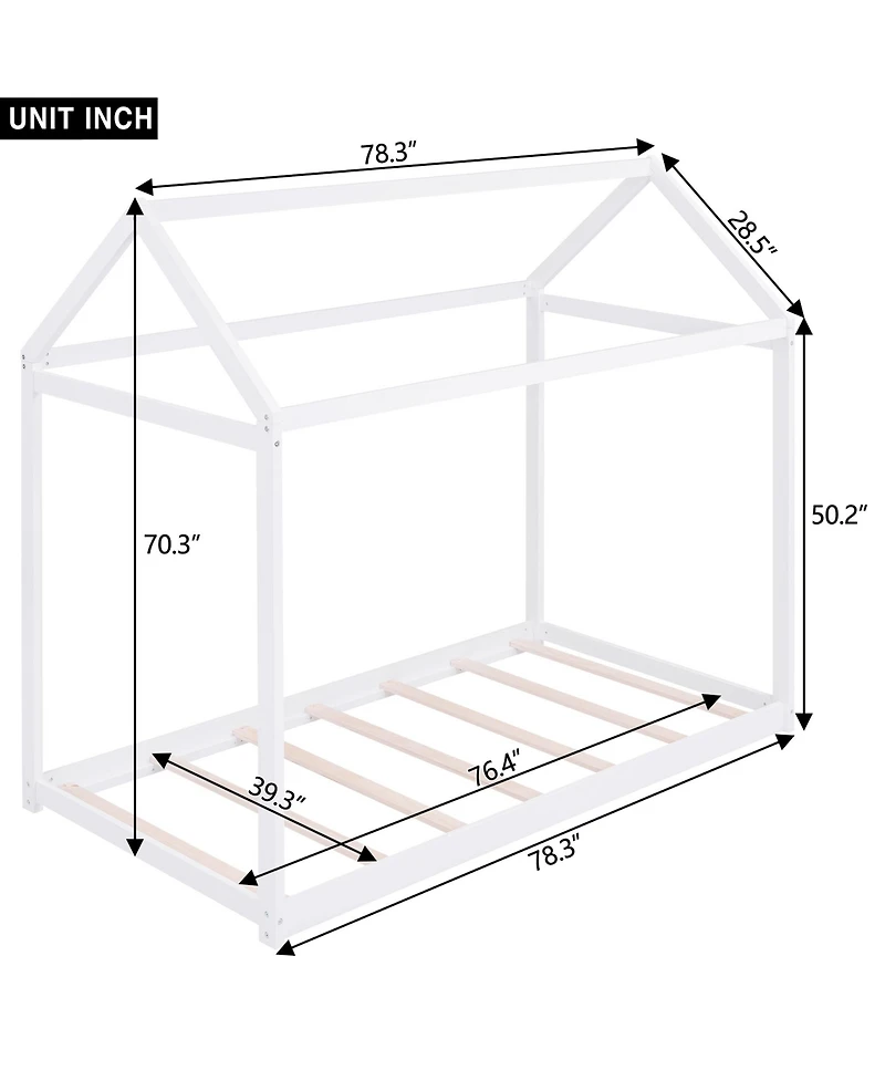 flynama Wooden House Bed Pine Wood Mdf Low Height Safe For Kids