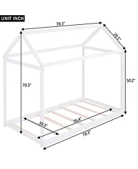 flynama Wooden House Bed Pine Wood Mdf Low Height Safe For Kids
