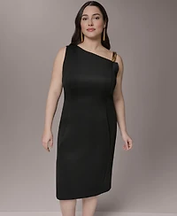 Donna Karan New York Plus One-Shoulder Midi Dress