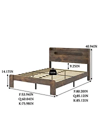 flynama Wood Bed Led Storage Headboard 2 Usb Noise Free