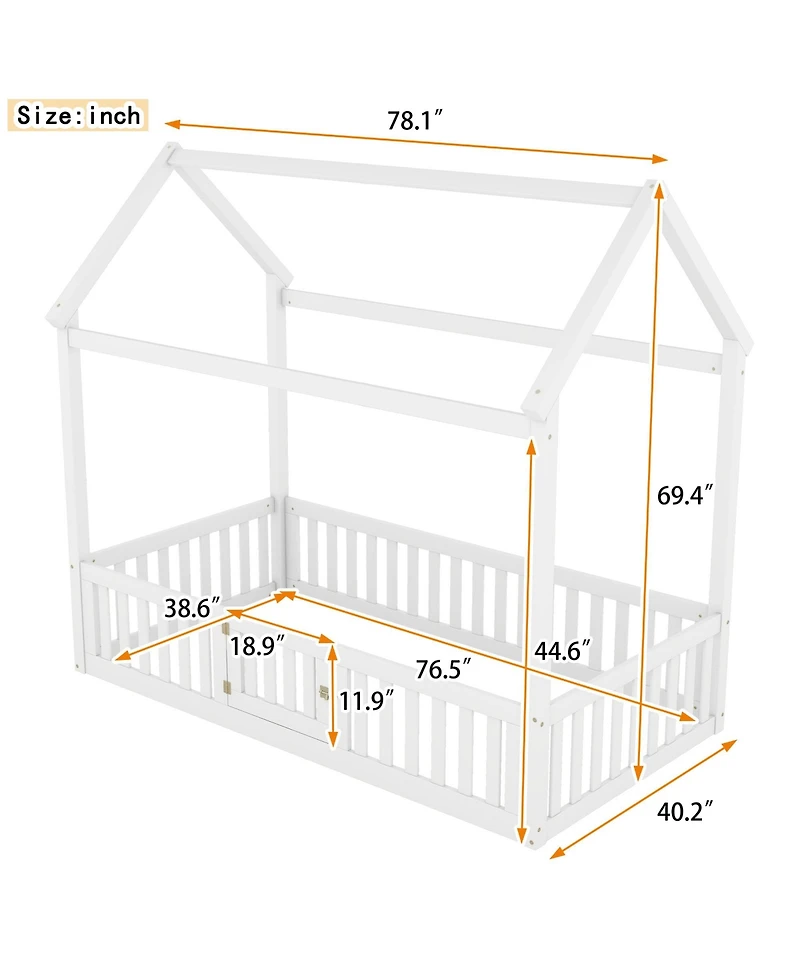 flynama Wood House Bed Fence Door