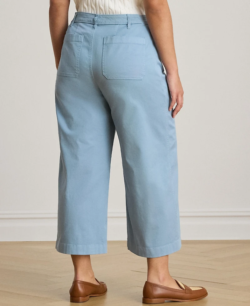 Lauren Ralph Plus Stretch Chino Wide-Leg Cropped Pant