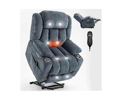 sumyeg Recliner Chair with 8-Point Vibration Massage and Lumbar Heating, Usb Type-c Ports, Stainless Steel Cup Holders