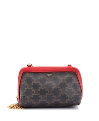 Pre-Owned Celine Zip Around Chain Clutch Triomphe Coated Canvas