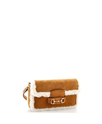 Pre-Owned Gucci Mini Horsebit 1955 Shoulder Bag Suede with Shearling