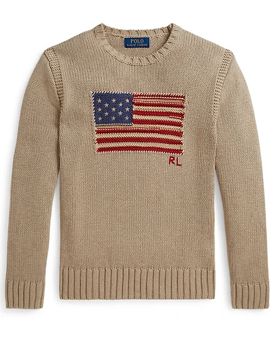 Polo Ralph Lauren Boys' 8-20 Contrast Trim Iconic Flag Sweater