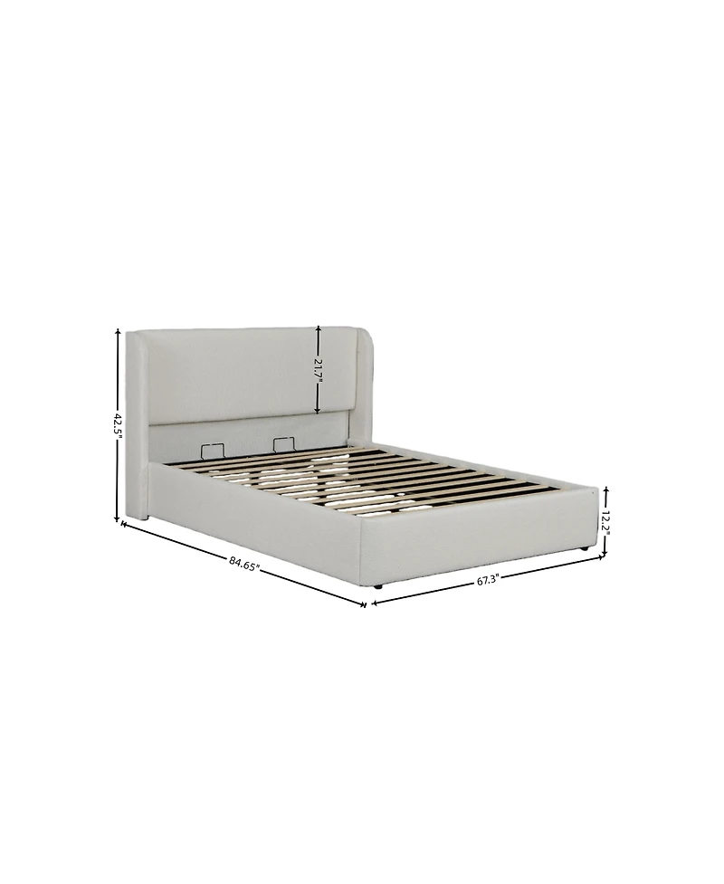 flynama Boucle Cloud Bed Frame Upholstered Headboard Solid Wood Slats No Box Spring