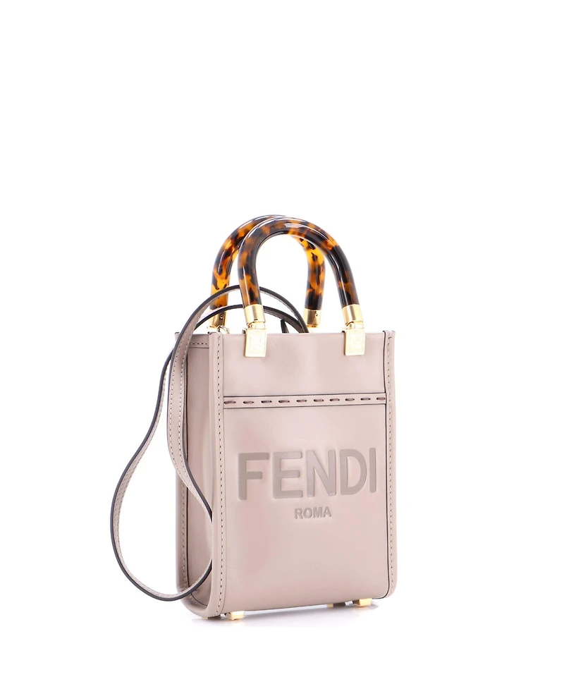 Pre-Owned Fendi Mini Sunshine Shopper Tote Leather