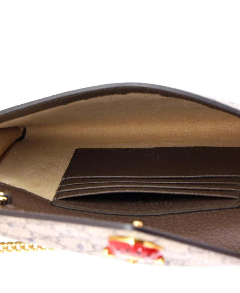 Pre-Owned Gucci Mini Strawberry Wallet on Chain Printed Gg Coated Canvas